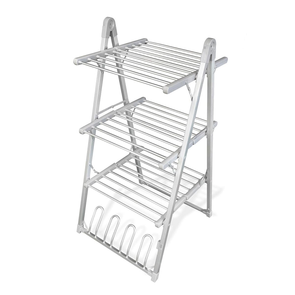 Tendedero eléctrico plegable interior – Secador de ropa eléctrica – Cuerda plegable – 30 barras – Secador interior plegable, secado rápido, soportes para zapatos, temperatura 55°C – Aluminio