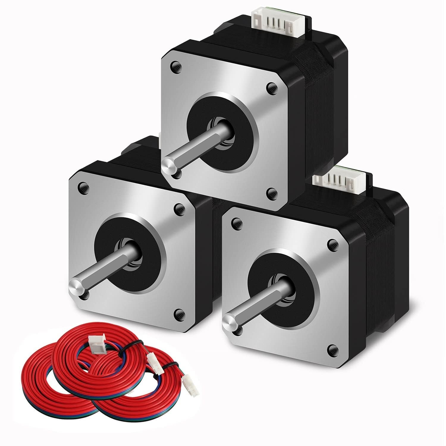 Nema 17 Moteur Pas à Pas 42-34 (Lot de 3) 1.5A 3.8V 2 Phases 4 Fils 1.8° avec Câble 100cm pour Imprimante 3D CR-10 / Ender 3 / CNC Extrudeur et Axe Y(42-40)