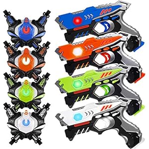 HISTOYE Laser Tag Guns Set of 4 with Vest Laser Tag Guns Toys for Kids Adults Laser Tag Set of 4 Lazer Tag Game Set 4 Players Indoor Outdoor Toys Gifts for 6 7 8 9 10 11 12+ Year Old Boys Laser Tag