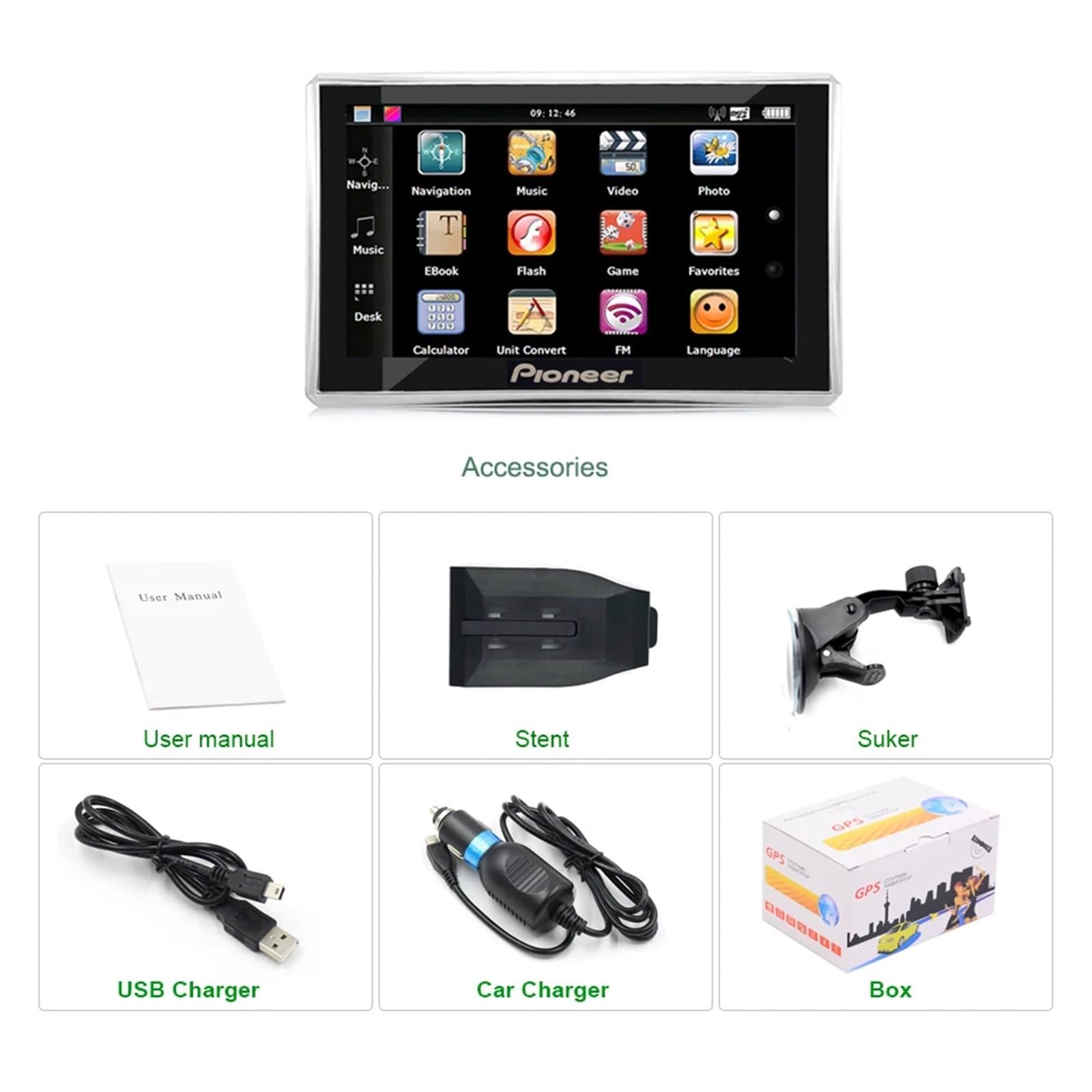 per Camper/rimorchi/Camion/ralle/Barche Navigazione for Auto da 5 Pollici Navigazione GPS MTK 6.0 Navigatore GPS for Veicoli FM/8 GB/DDR 256M