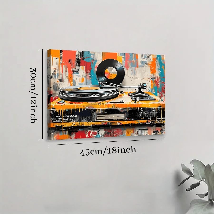 CAOXTART Poster musicale graffiti, semplice immagine di registratore, stampa di musicassetta retrò classica, decorazione per soggiorno, camera da letto (50x70 cm/cornice interna)