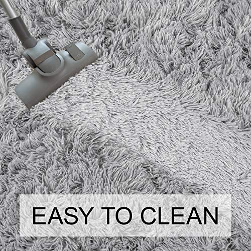 Junovo Oval Fluffy Ultra Soft Area Rugs For Bedroom Plush Shaggy Carpet For Kids Room Bedside Nursery Mats, 2.6 X 5.3Ft, Grey #TOP6