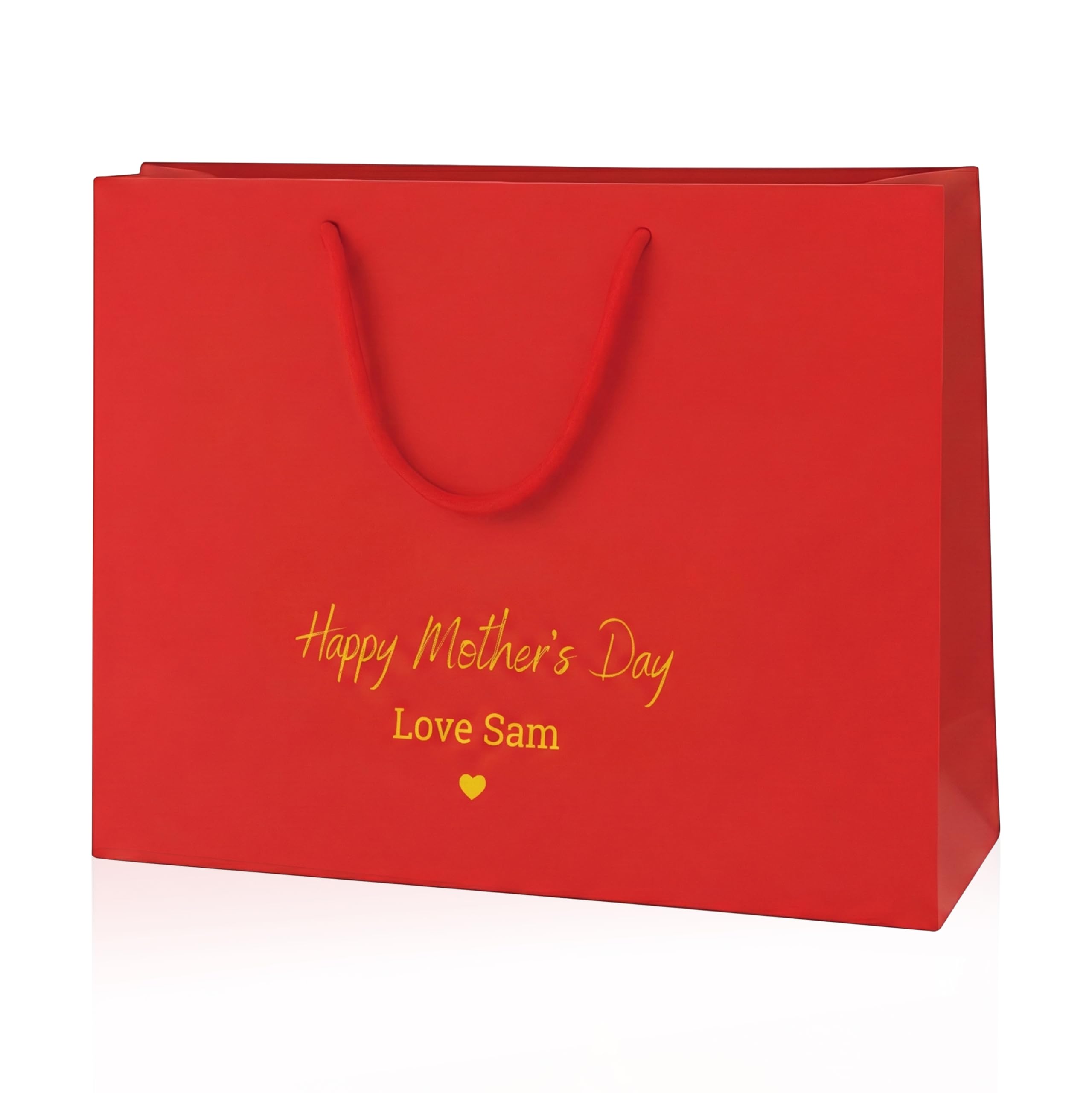 COOKIES AND KOALAS Personalised Mother’s Day Gift Bag – Luxury Red Foil Printed Gift Bag – Large 40×30×13 cm – Custom Gold or Silver Foil Name – Reusable Mother’s Day Gift Packaging for Mum