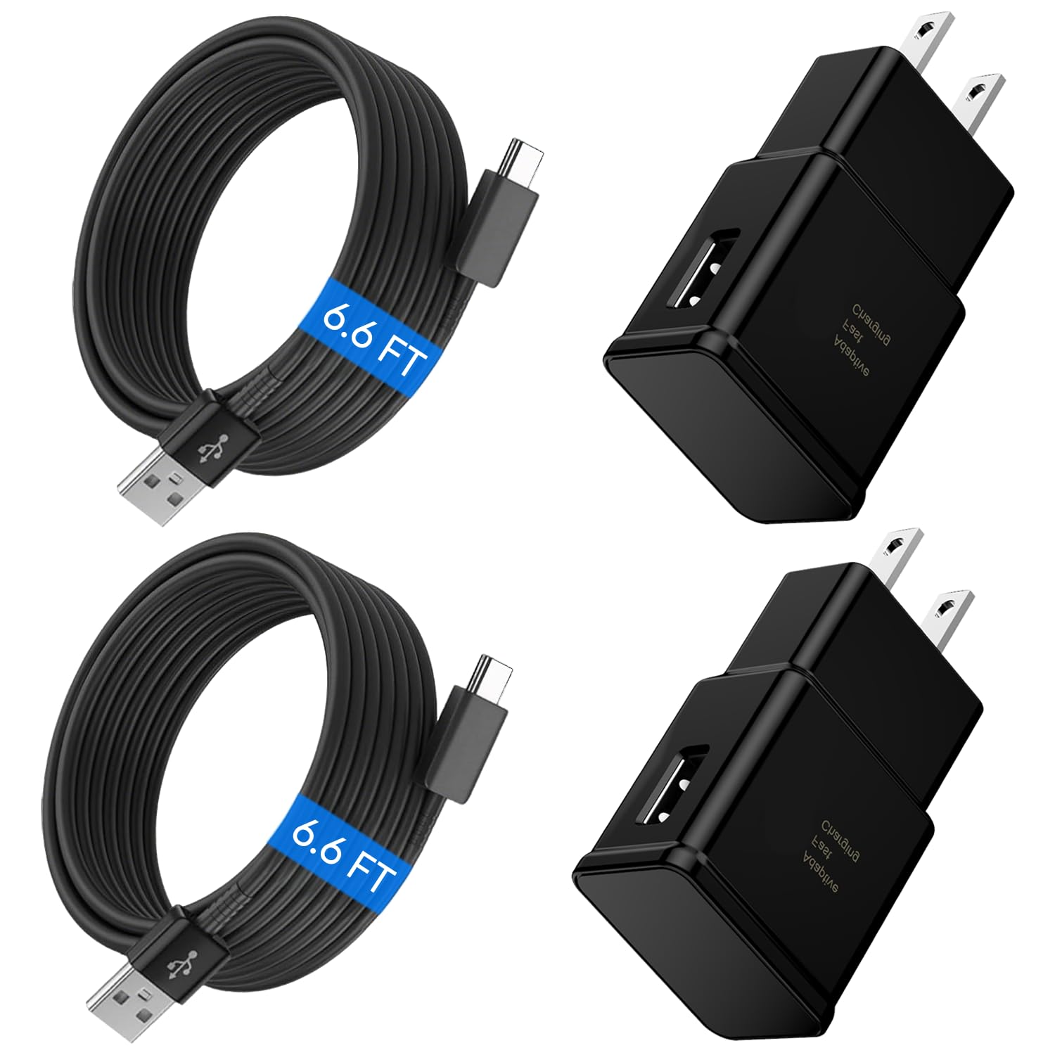 Type C Charger Fast Charging, 2 Pack USB C Android Phone Wall Charger Block &amp; 6.6ft Charge Cable Cord, for Samsung Galaxy S8/ S9/ S10 Plus Active S10e, S20/ S21 Ultra Plus, Note 8 9 10, Pixel 3 4 etc
