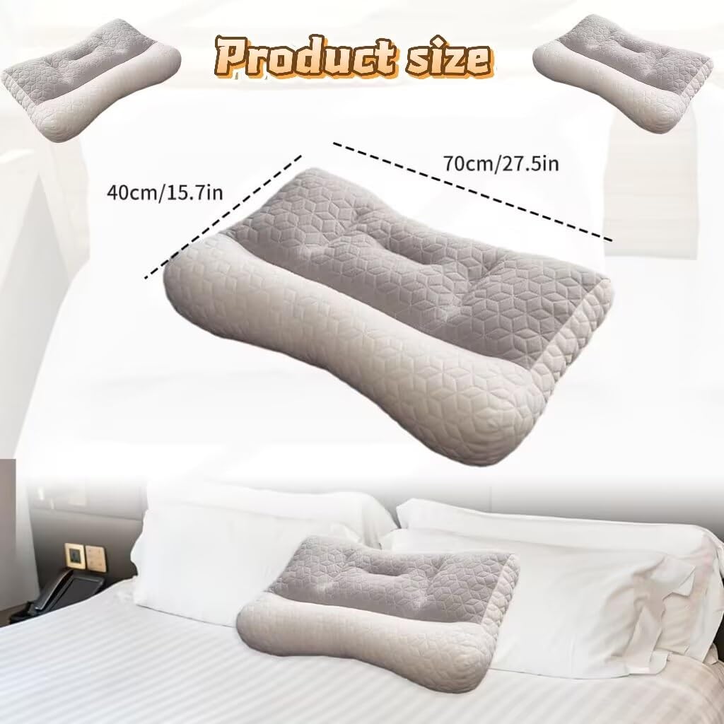 Cuscino ortopedico for dormire profondamente, cuscino ergonomico for apnea notturna, cuscino antirussamento, for chi dorme di lato, schiena e pancia, for chi dorme di lato, schiena e pancia.(Gray)