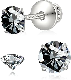 Moissanite Stud Earrings Screw Back Hypoallergenic Jewelry for Women Men
