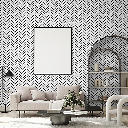 Vovoyager Modern Stripe Peel And Stick Wallpaper 17.71In X 78.7In Black And White Geometric Wallpaper Stripe Contact Paper Self Adhesive Removable Waterproof Wall Paper For Cabinets Decoration #TOP3