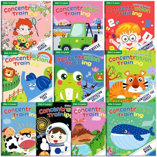 LEADSTAR Riutilizzabile impermeabile Sticker Libri Giocattoli per bambini,10 Pezzi Stickers Bambini Attacca Stacca,Giochi da Vaggio Creativi per Bambini e Bambine di 2 3 4 5 6 Anni,Educativo Regalo