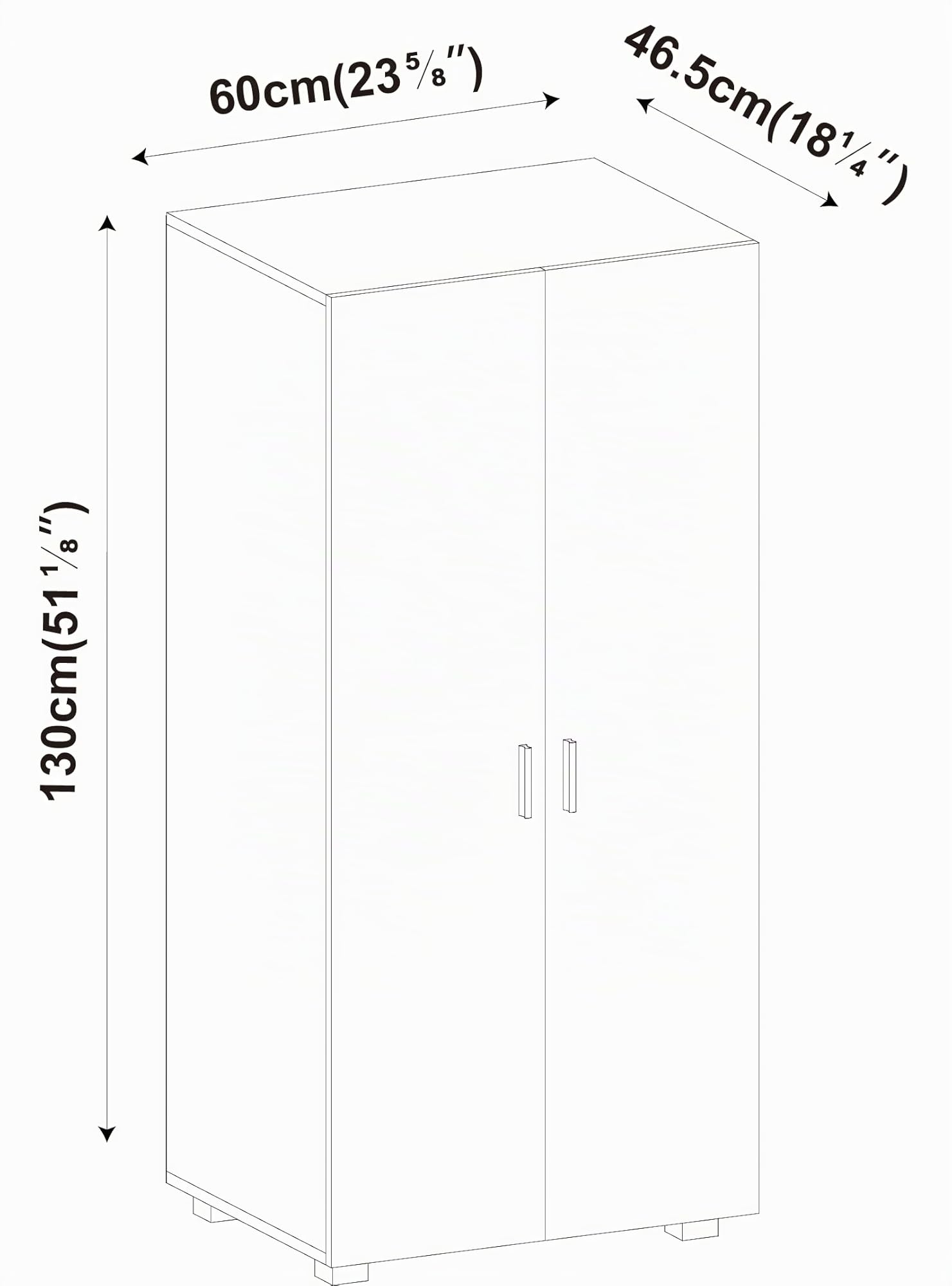 URBNLIVING Orlando Armario de madera 2 puertas blanco