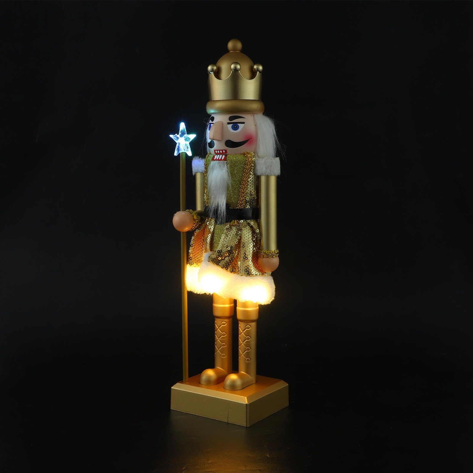 Figurine casse-noisette de Noël lumineuse musicale en PVC et tissu Yardwe
