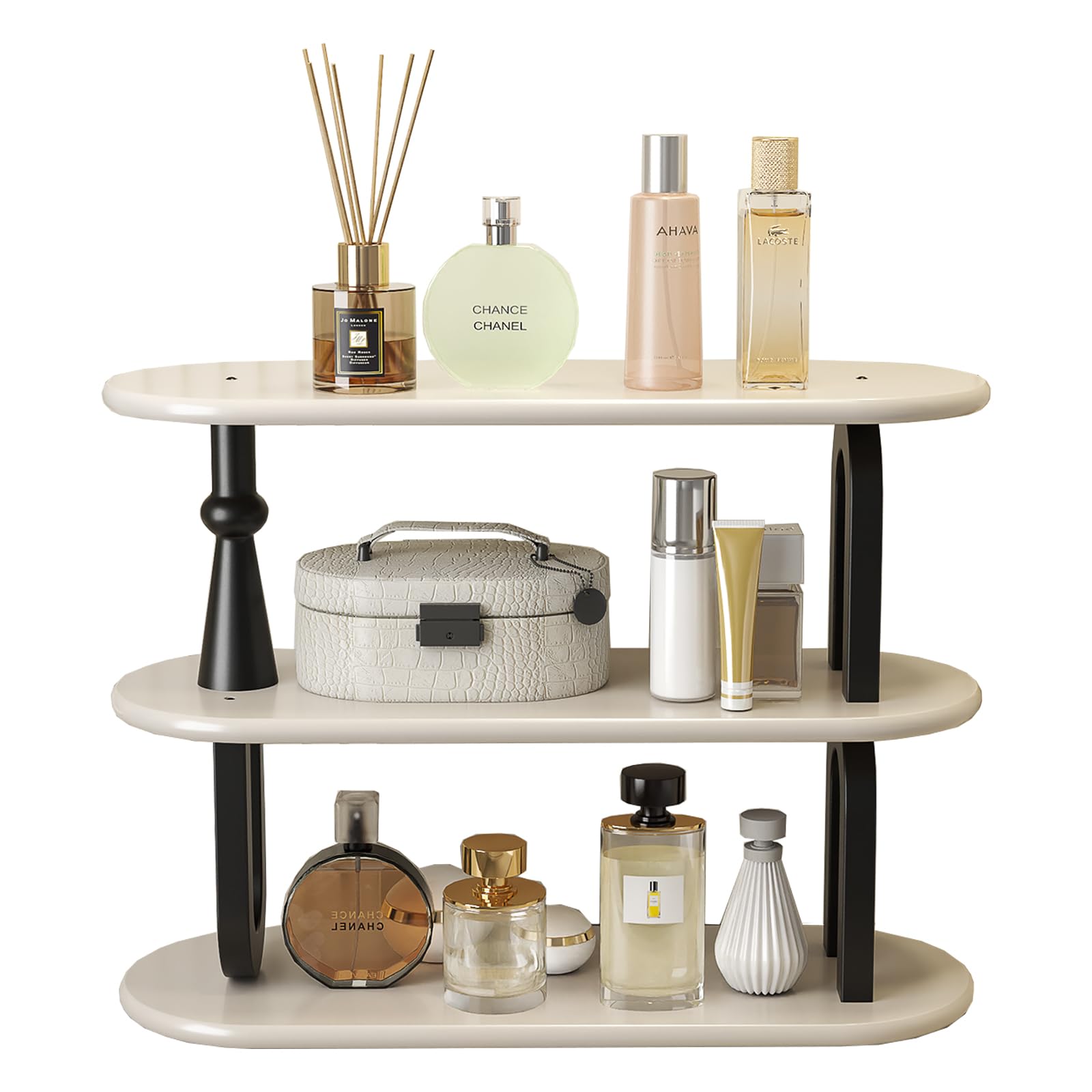 Desk Shelf Organizer, Office Wood Desktop Storage Multipurpose for Top of Desk and Dresser, Desk Decor Bookshelf for Kitchen White