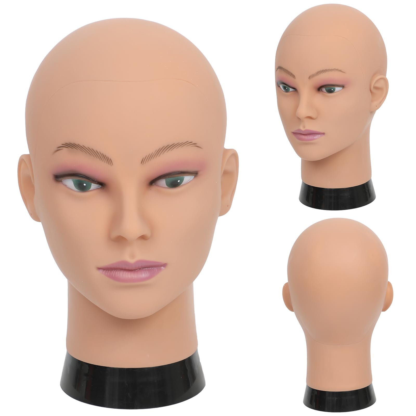 Cabeza de maniquí femenina calva profesional para entrenamiento de cosmetología, cabeza de maniquí calva para hacer pelucas y soporte de exhibición con abrazadera de mesa gratis