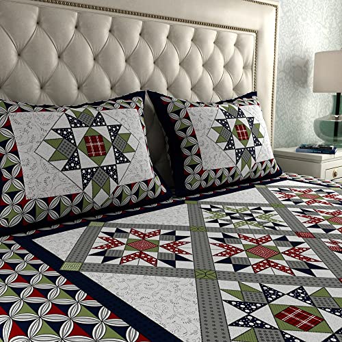 Image of La Verne104 TC 100% Cotton Jaipuri Rjasathani Hand Print Bedsheet with 2 Pillow Covers (Tricolor)
