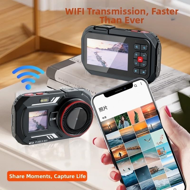 Cámara digital 2.5K con WiFi y doble pantalla de 3" para fotos nítidas sin errores 3