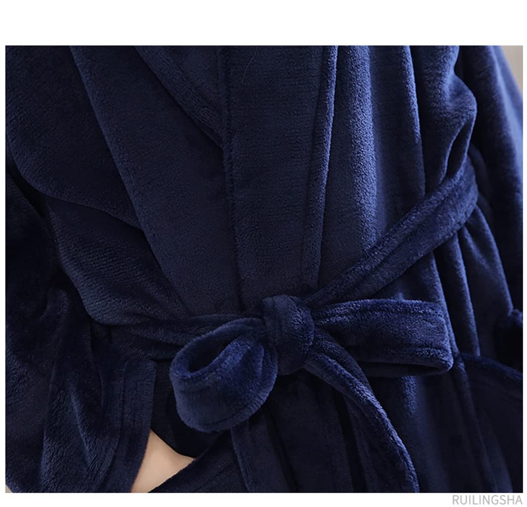 Albornoz Pijamas de Talla Grande for Mujeres Amantes Kimono de Franela de Invierno Largo y cálido for Hombres(XXL)
