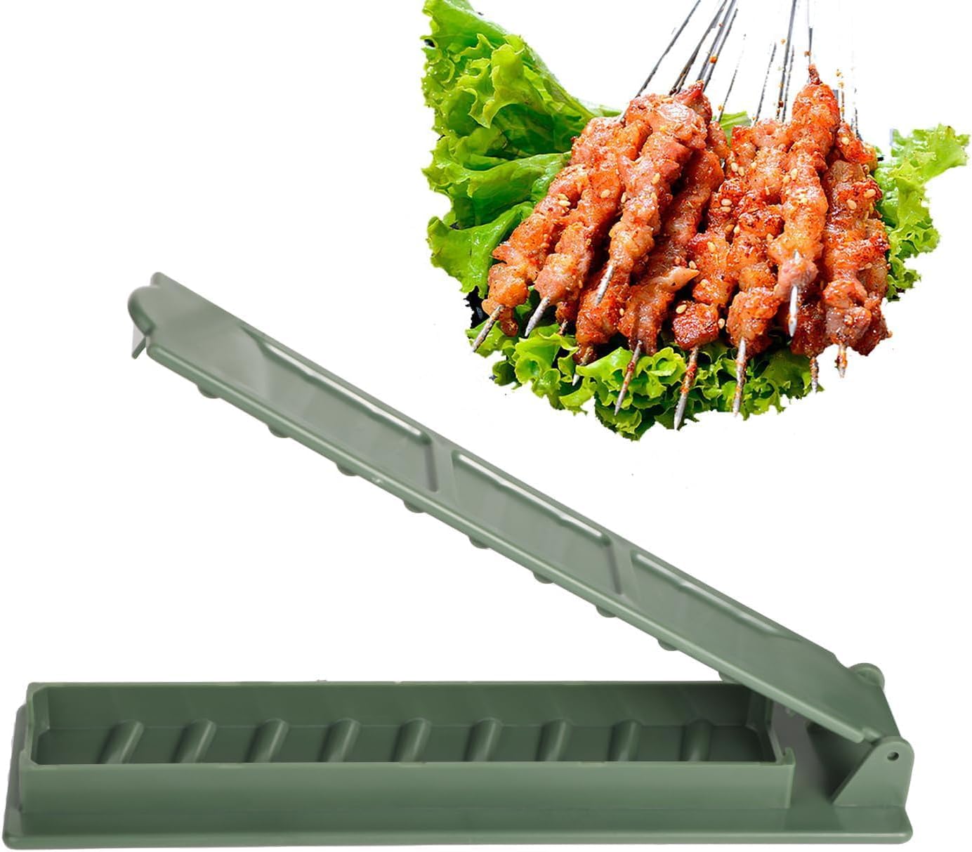 Azonee Kebab Maker Plastic Press Manual Kabob Mould Foldable Flat Kabobs Skewers For Outdoor Grilling Barbecue Grill Rack Brochette Kitchen