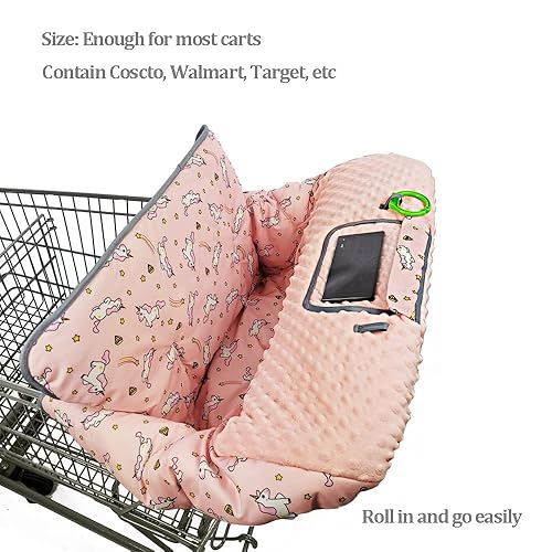 Miniatura 4 de Funda para carrito de compras para bebé, funda para silla alta, toque de minky punteado, diseño multi en 1, protección completa 360, roll in and go,