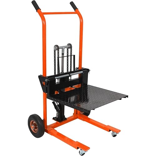 APOLLOLIFT Material Lift, 440 lbs Capacity 35.8" Lifting Height, Manual Winch Stacker Pallet Jack Truck Dolly with Swivel Casters and Lift Plate