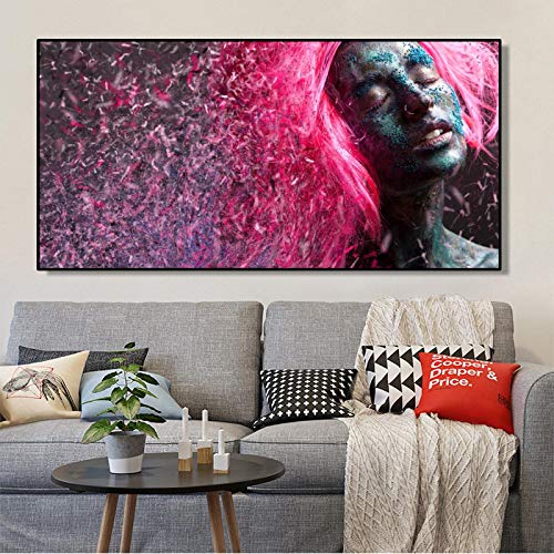 Tableau abstrait cheveux roux 80x160 cm : habillez vos grands murs vides sans cadre