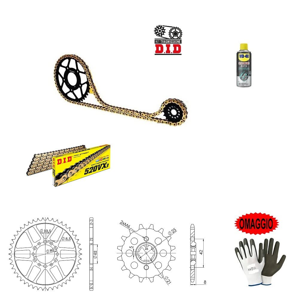 Compatible con Yamaha XT 350 1985-1996 PIÑÓN Kit Cadena PIÑÓN para Moto DE TRANSMISIÓN Did 520VX3 LUN 106 Enlaces, PIÑÓN Acero P520-Z45, PIÑÓN P520-Z16 ESPECÍFICO