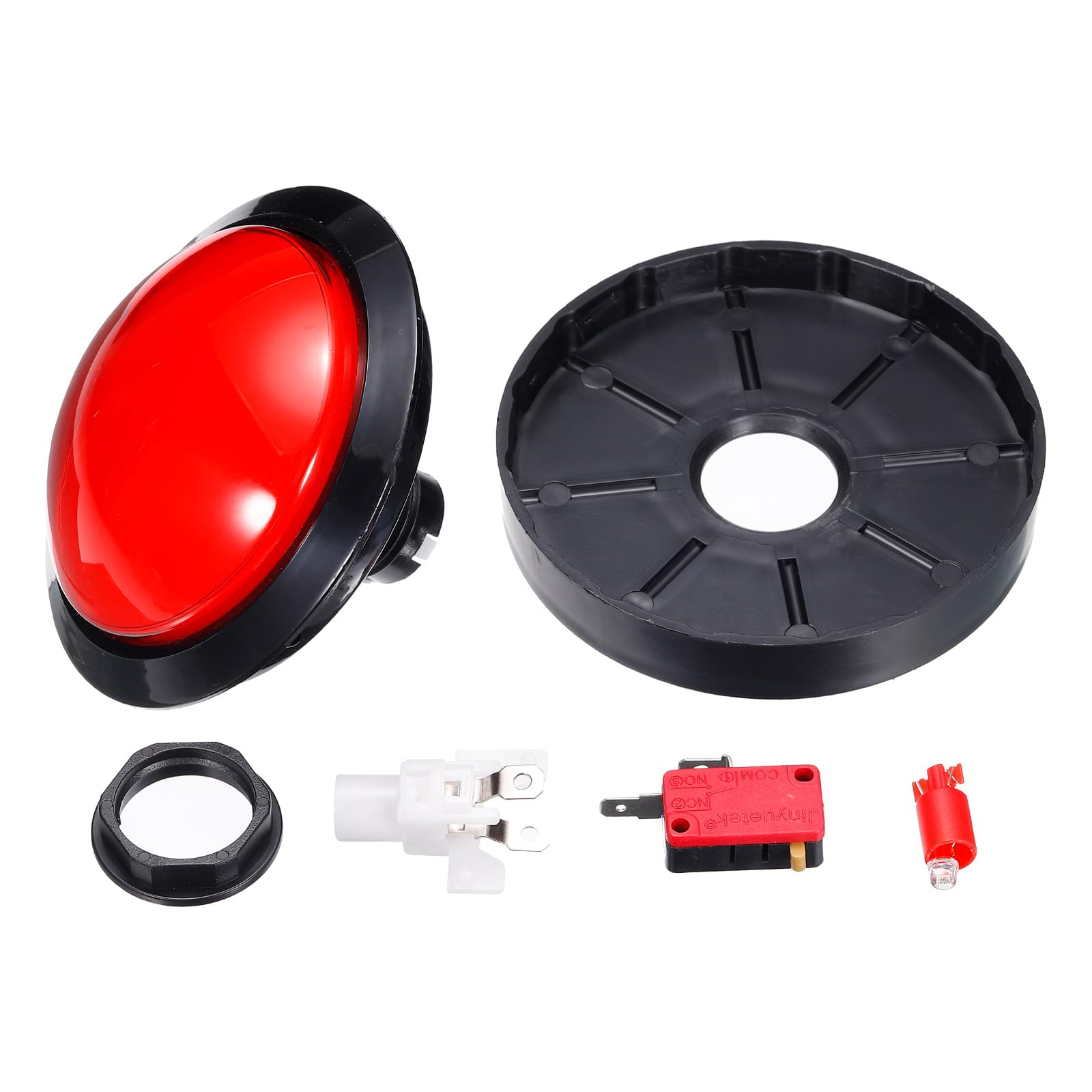 sourcing map Starts Arcade Buttons ABS Micro Switch Round Fit Button for Arcade Machine Video Games Parts DC 12V Red