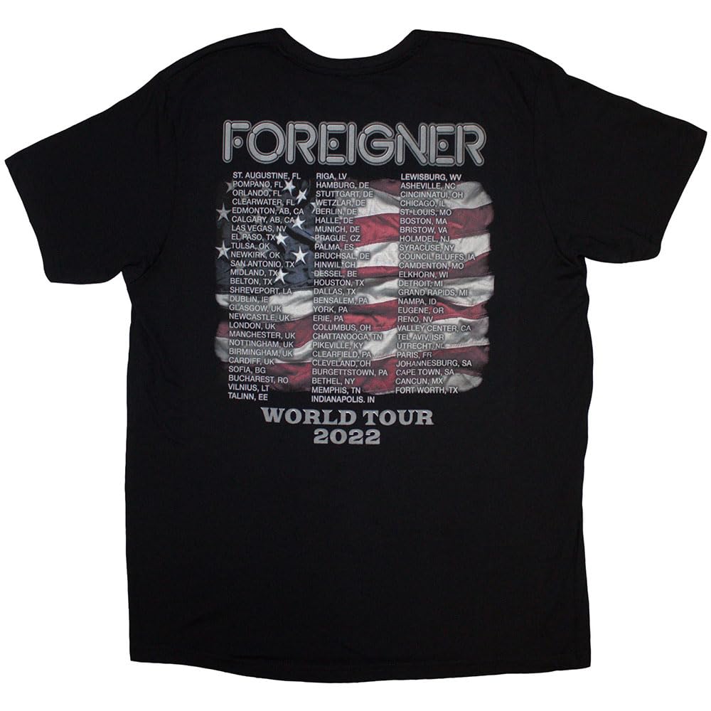 Rock Off Officially Licensed Products Men's Black Foreigner Juke Box Heroes Eagle T Shirt S