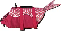 Izefia Colete salva-vidas para cães, colete salva-vidas com alça, colete salva-vidas para cães pequenos, cachorros grandes, vermelho, sereia, PP
