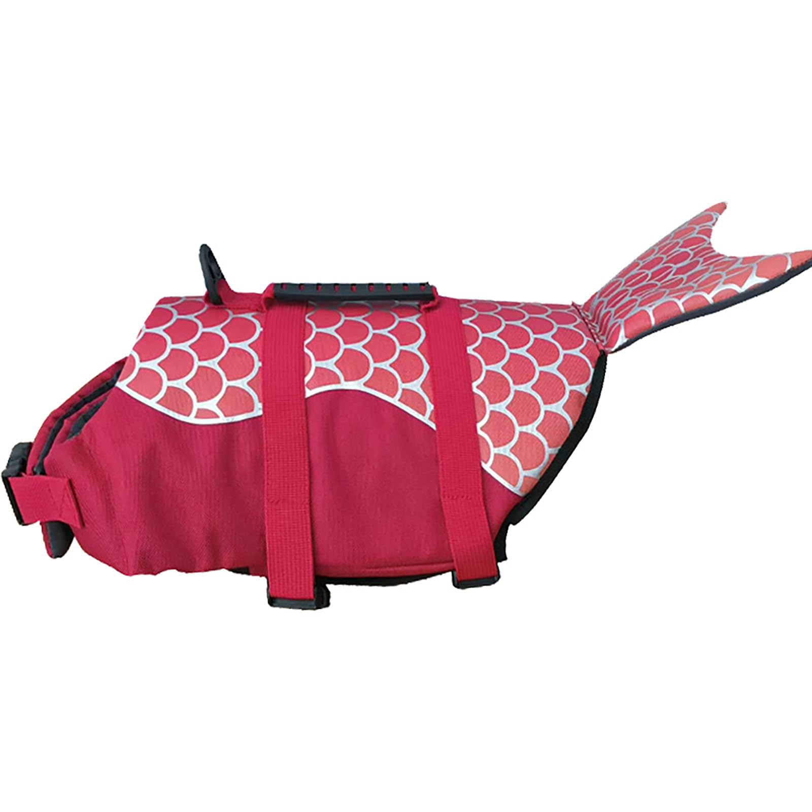 Izefia Dog Life Jacket Swimming Safety Coat Floatation Life Vest Life Saver with Handle Dog Life Jacket for Small Dog Puppy Large Dog Red Mermaid L