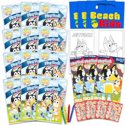 Bluey Party Favors Activity Pack Bundle - 12 Goodie Bags Stuffers