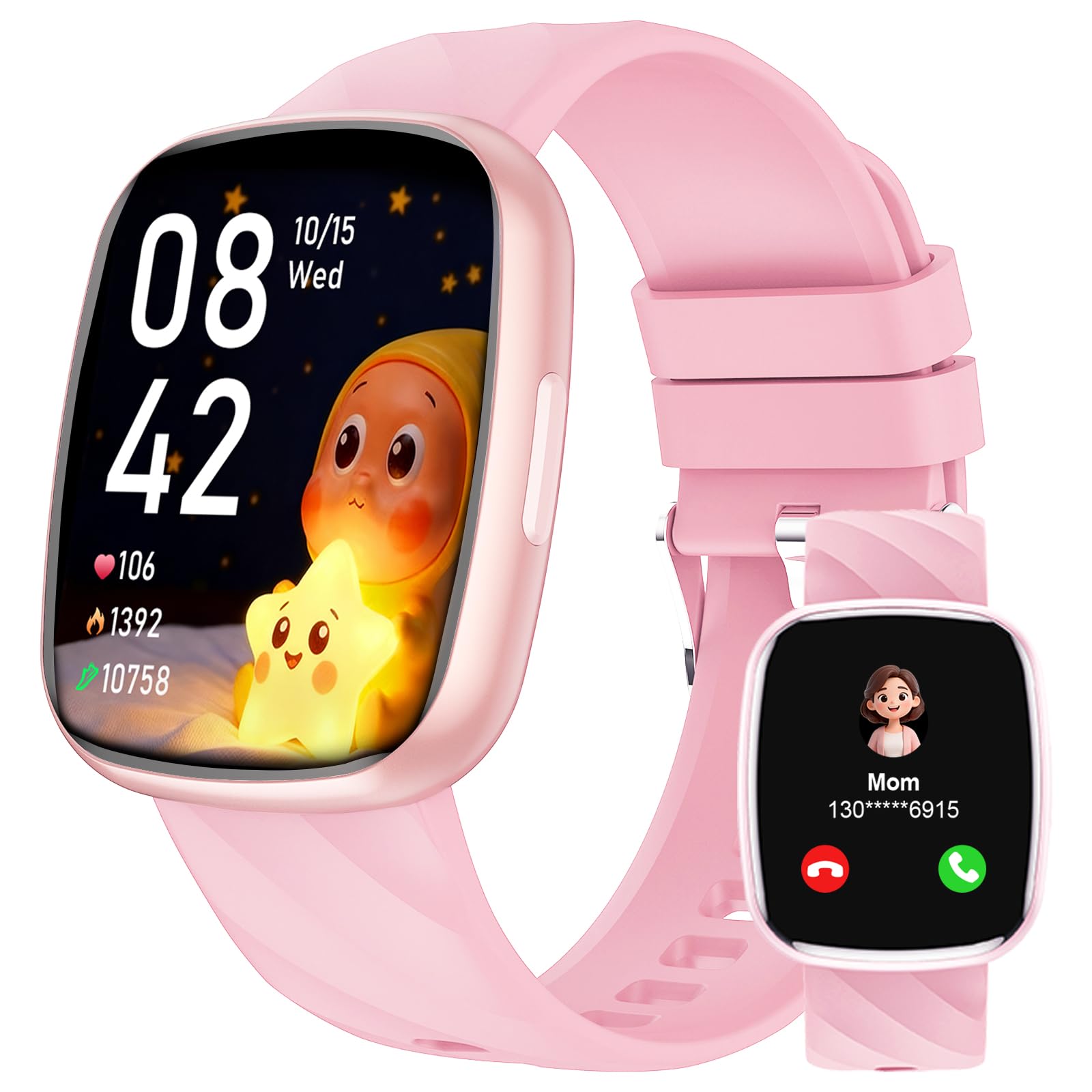 Alutoria Reloj Inteligente Niños-Smartwatch con Podómetro 120+ Modos Deporte Monitor de Sueño Despertador IP68 Pulsera Actividad Niñas-Reloj Digital para niña 5 a 16 Años Regalo Rosa
