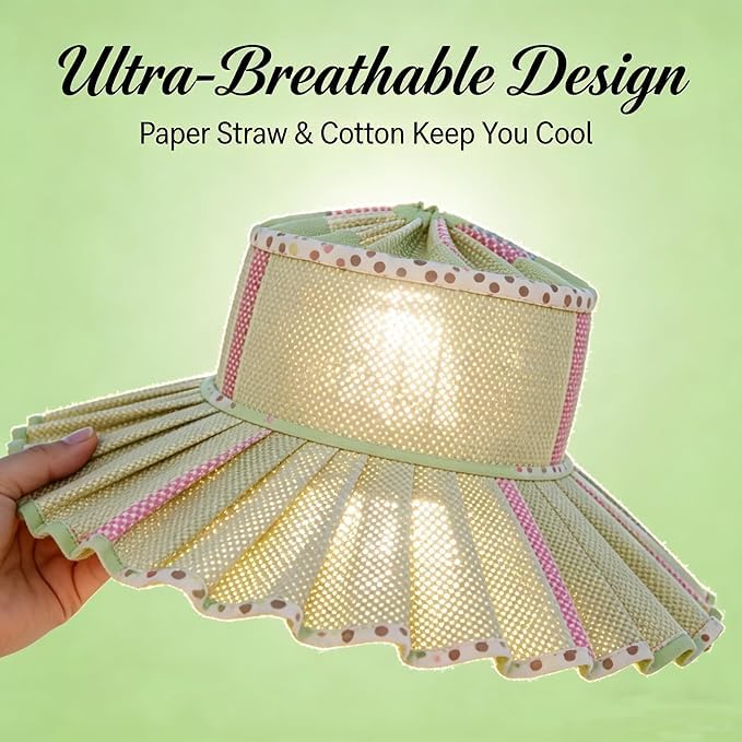 Sombrero reversible de paja plisado para mujer miniatura 5