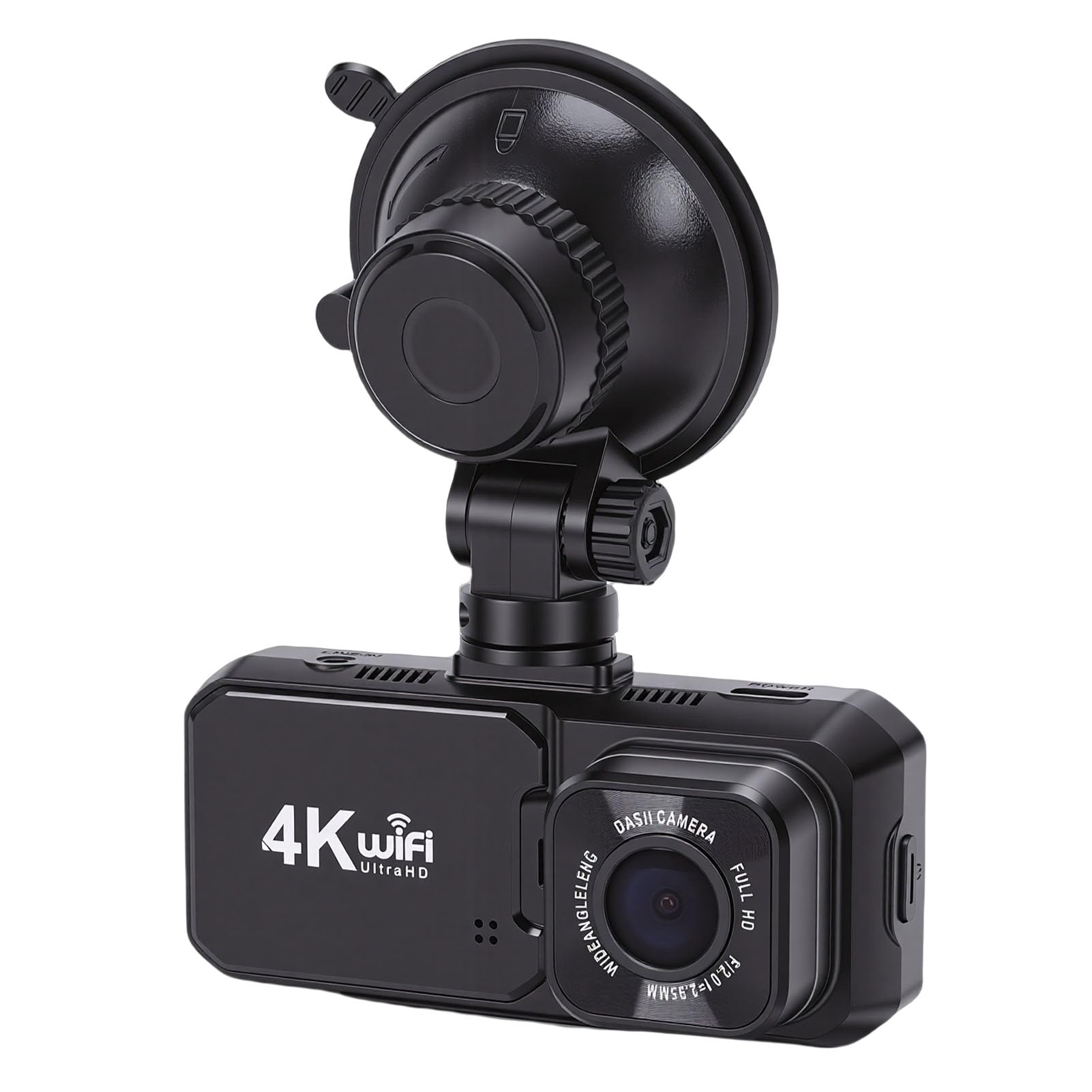 Kamera Samochodowa z Przodu 4K z Tyłu 1080P, Rejestrator Jazdy Samochodem z 3,0-calowym Ekranem Kontrola Aplikacji Wi-Fi Wykrywanie Kolizji Nagrywanie w Pętli G-Sensor Blokada