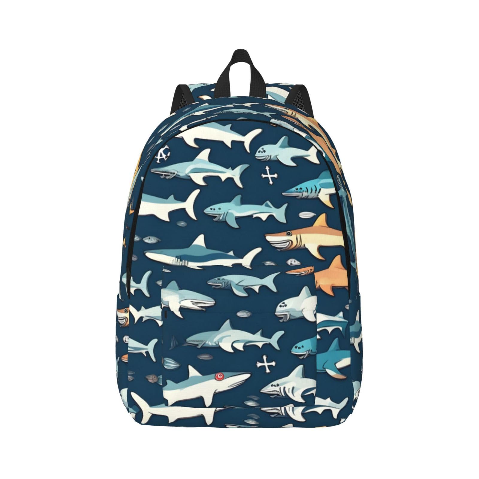 Mochila al aire libre antitracción con estampado náutico de tiburones 8