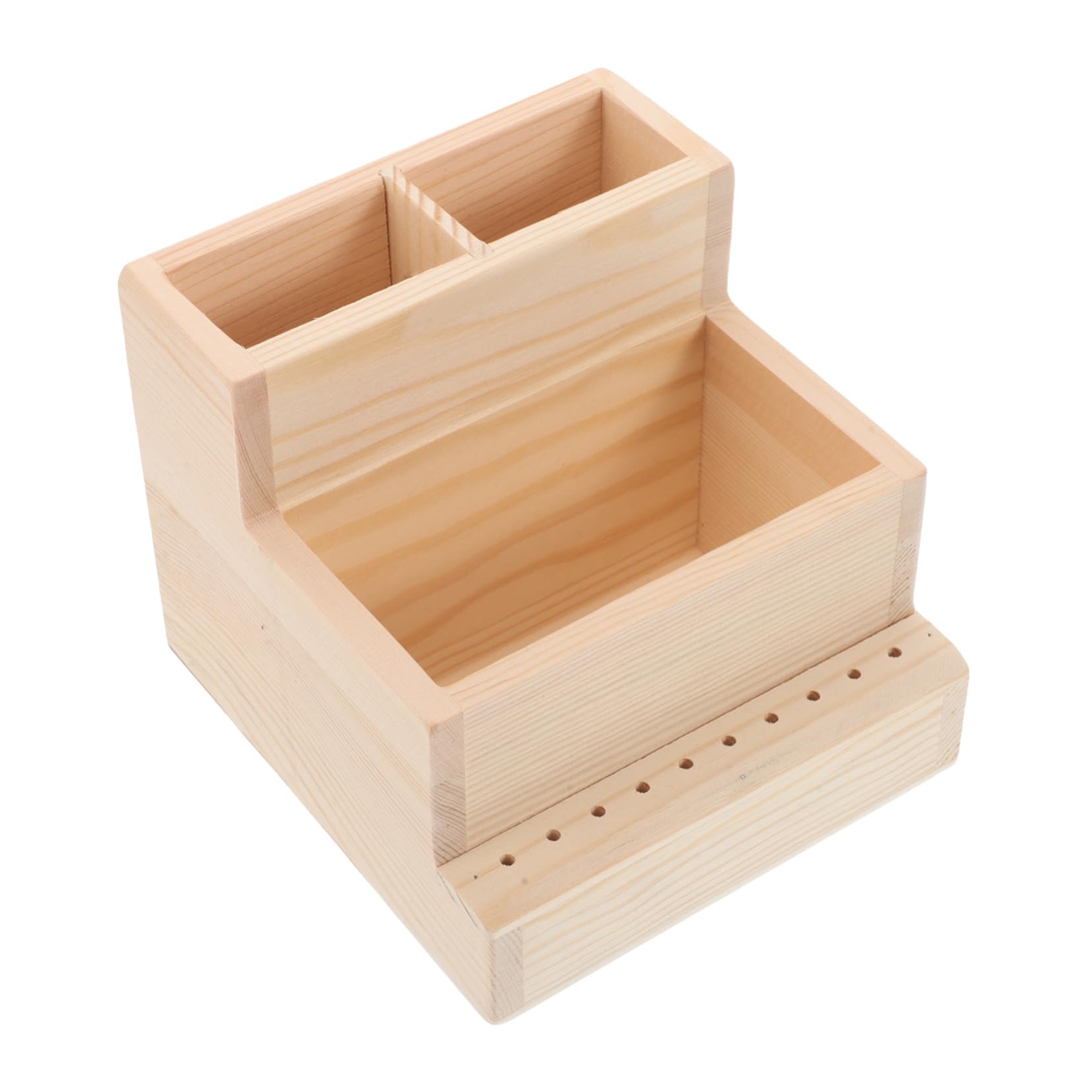 Beatifufu Large Capacity Beauty Tool Storage Box Nail Organizer Wooden Sections Drill Bit Container for Nail Salons