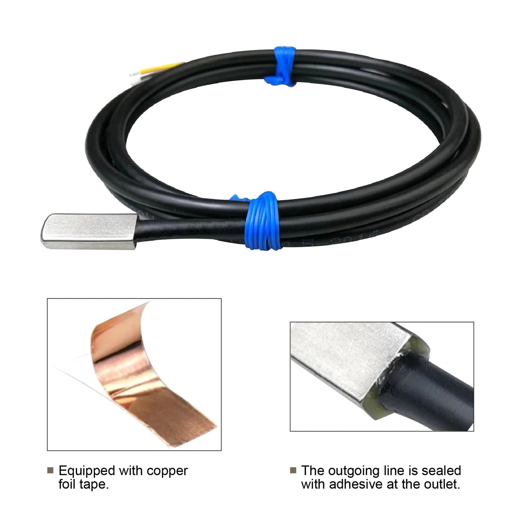 Capteur de température Sensor de Temperatura de Superficie, sonda Adhesiva Impermeable, Sensor Digital de Superficie Plana con Cable RVVP(SMD Package 1.5M)