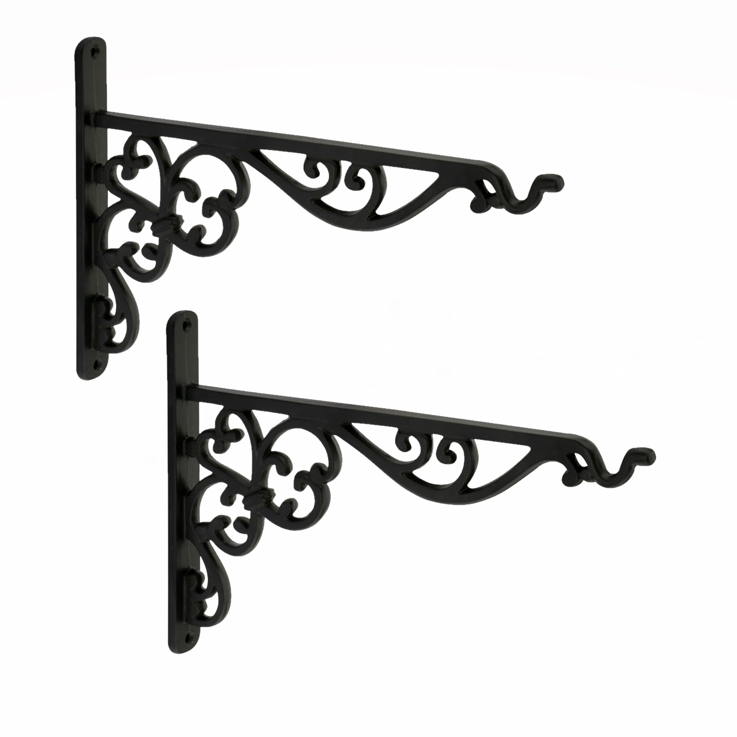 Metal Wall Hook Hanging Plant Bracket Decorative Straight Plant Hanger for Pots, Bird Feeders, Planters, Lanterns, Macrame, Wind Chimes Indoor Outdoor (Black, Pack of 2)-image-12