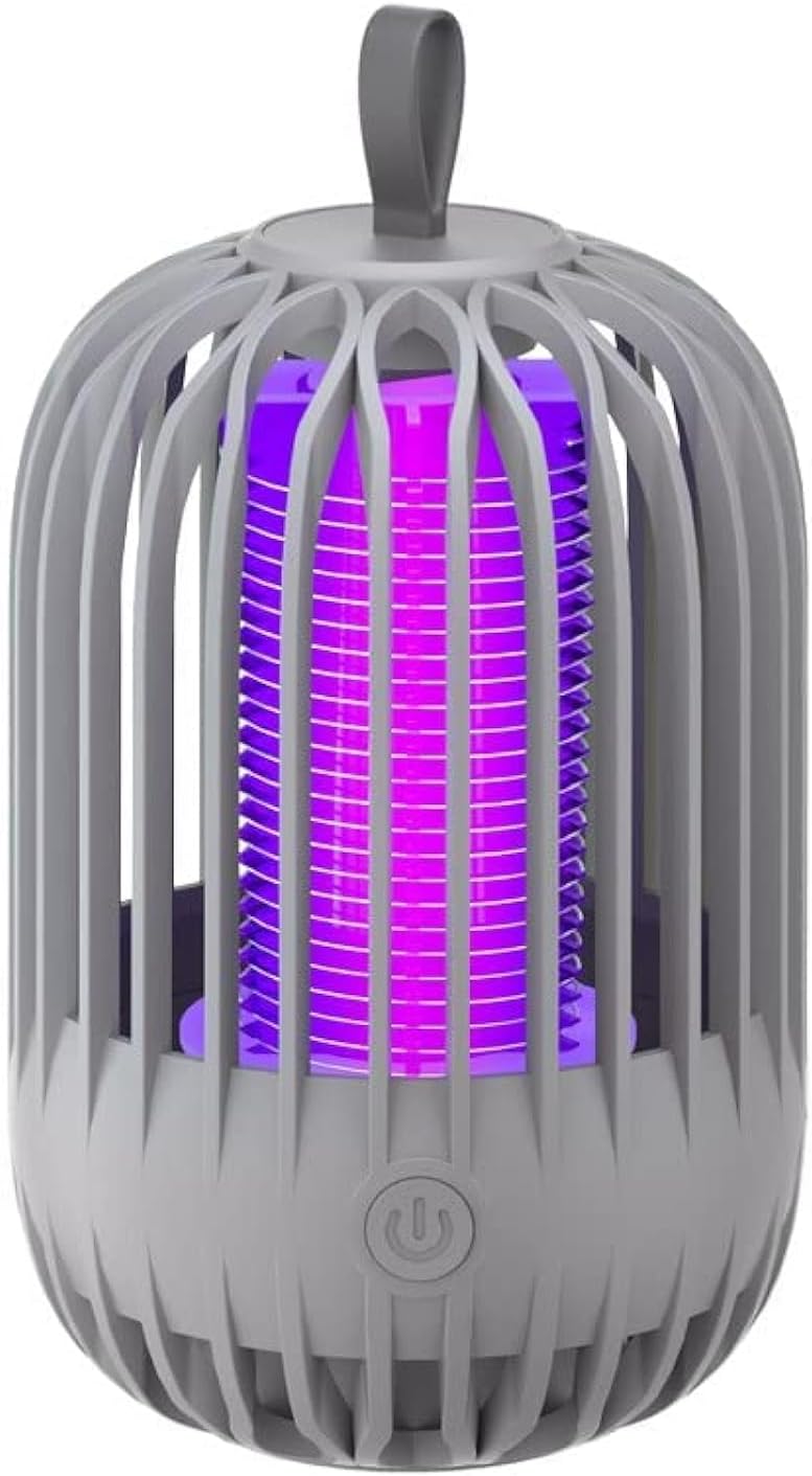 TDOO Bug Zapper, Mosquito Zapper Ou r, Waterproof Mosquito Killer, Lightweight Bug Zapper Indoor, Portable Night Light, Insect Gnat Fruit Fly Trap for Patio Bed Office Camping (GREY-P)
