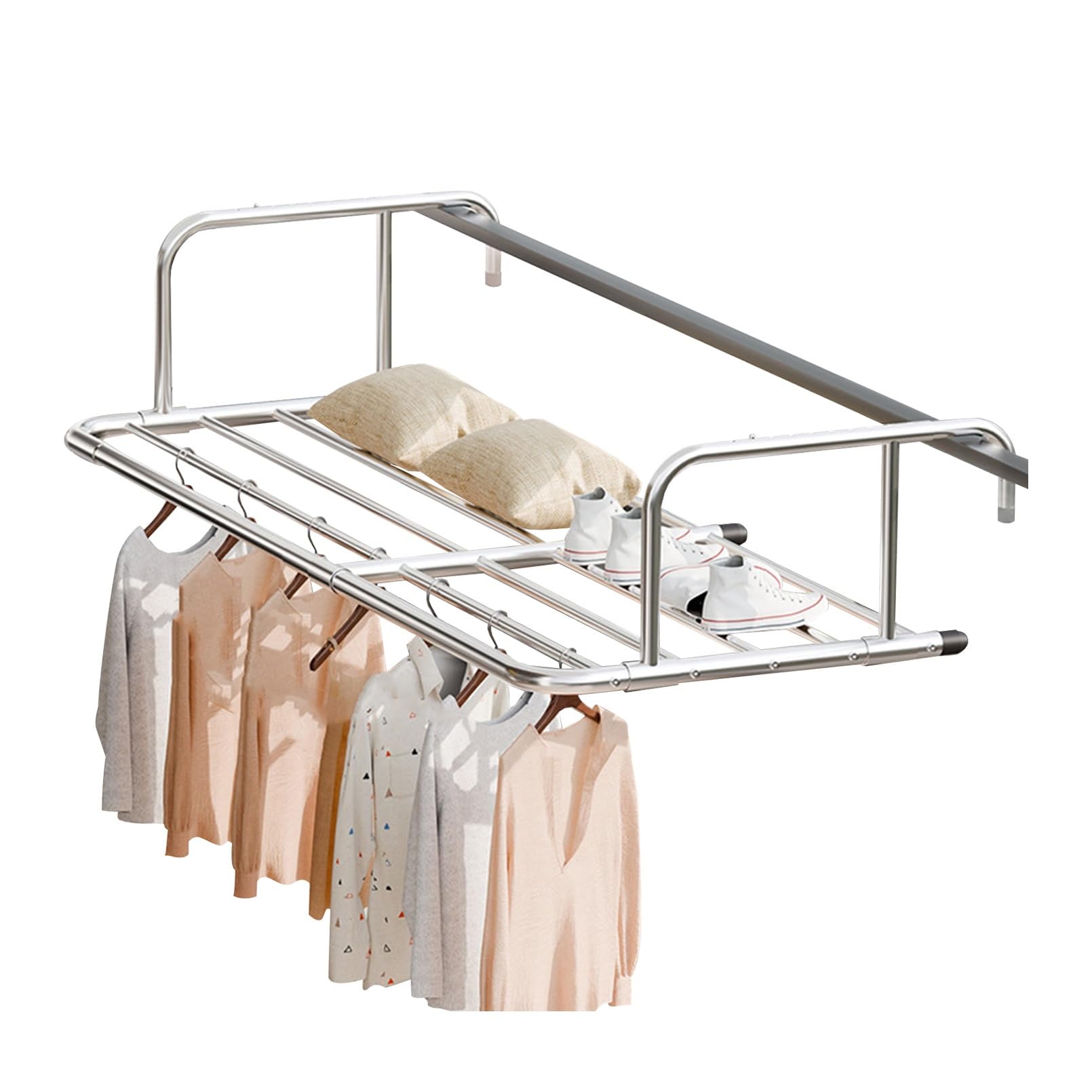 Klappbar Heizkörpertrockner, Heizkörpertrockner Wäscheständer Balkon, Edelstahl, für Drinnen & Draußen, für Kleindung, Socken, Schuhe, Platzsparend, Zum Aufhängen, Ausziehbar Wäschetrockner(60-106cm)