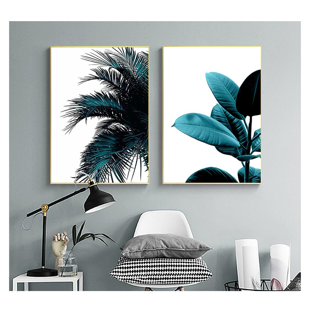 Wuhbcz Multicolored Canvas Paints,Abstract Leaves Canvas Painting Print Palm Tree Leaf Wall Art Nordic Wall Mural For Posters Tropical Plant Plant Room Decor-60 * 70Cm*2Pcs (No Frame)