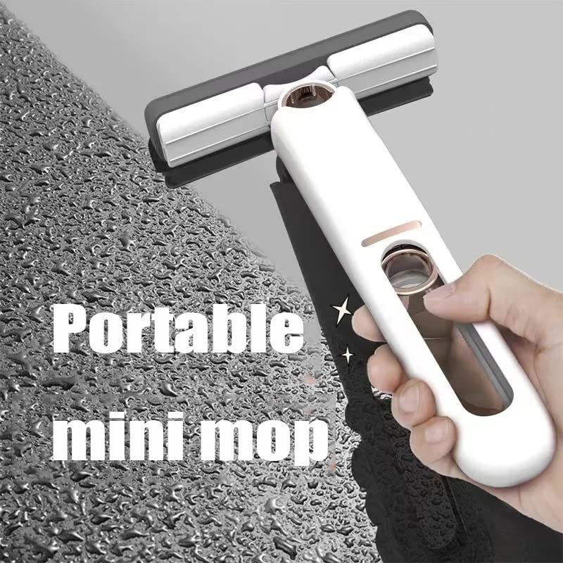 Mini-dweil, zelfcomprimerend, draagbaar, nat en droog, reiniging, telescopische mop, sponsmop voor thuis, keuken (2 sponskop 1 geëxtrudeerde handgreep