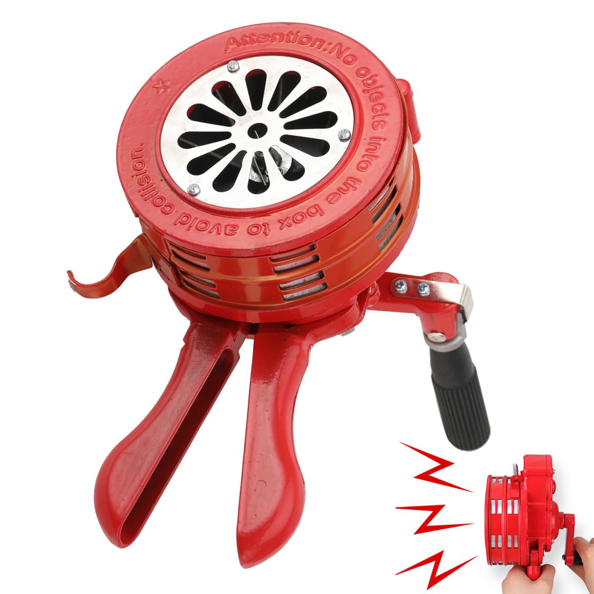 Handsirene Manuell Sirene Alarmsirene Hand Kurbel Sirene Air Horn Sirens Megaphon Tragbarer Betriebenes Sirenen für Feueralarm den Heim Professionellen Einsatz sowie Luftverteidigung Rot 110dB