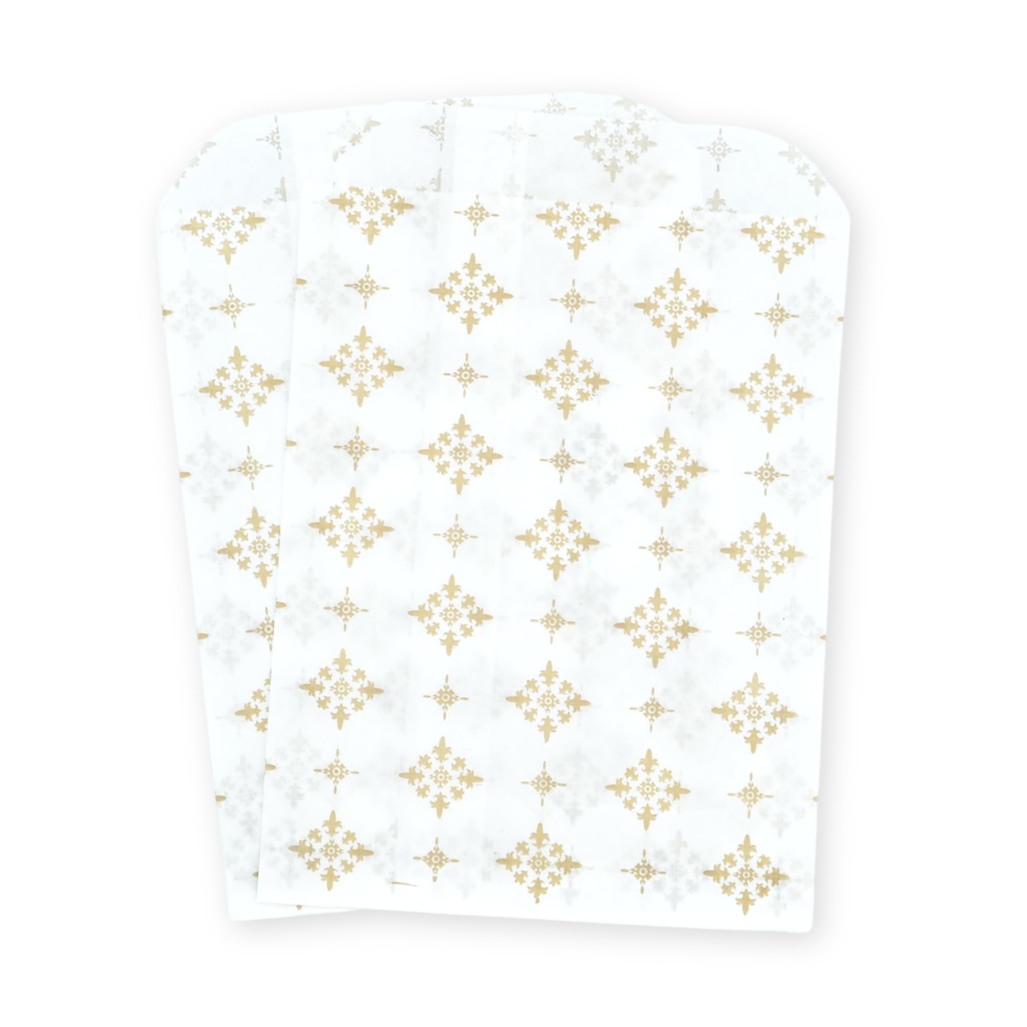celloexpress 7" x 9" Fleur De Lys Gold Paper Sweet Bags - Patterned Classic Confectionery Gift Shop Goodie Party Bags (Pack of 100) — image 1