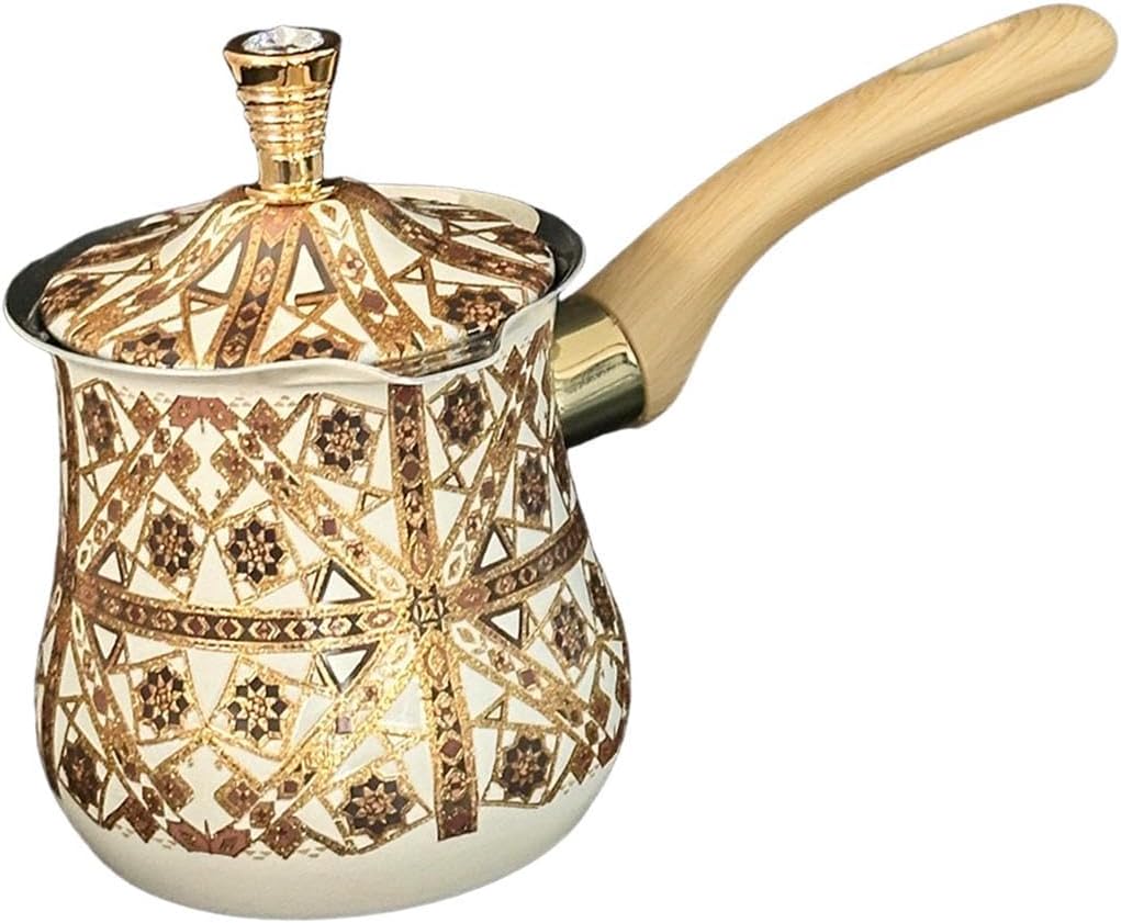 SECRET DESIRE Creations Stainless Steel Turkish Coffee Pot with Lid Melting Butter and Chocolate Pot 550ml Brown Pattern|Home Decor|Figurines