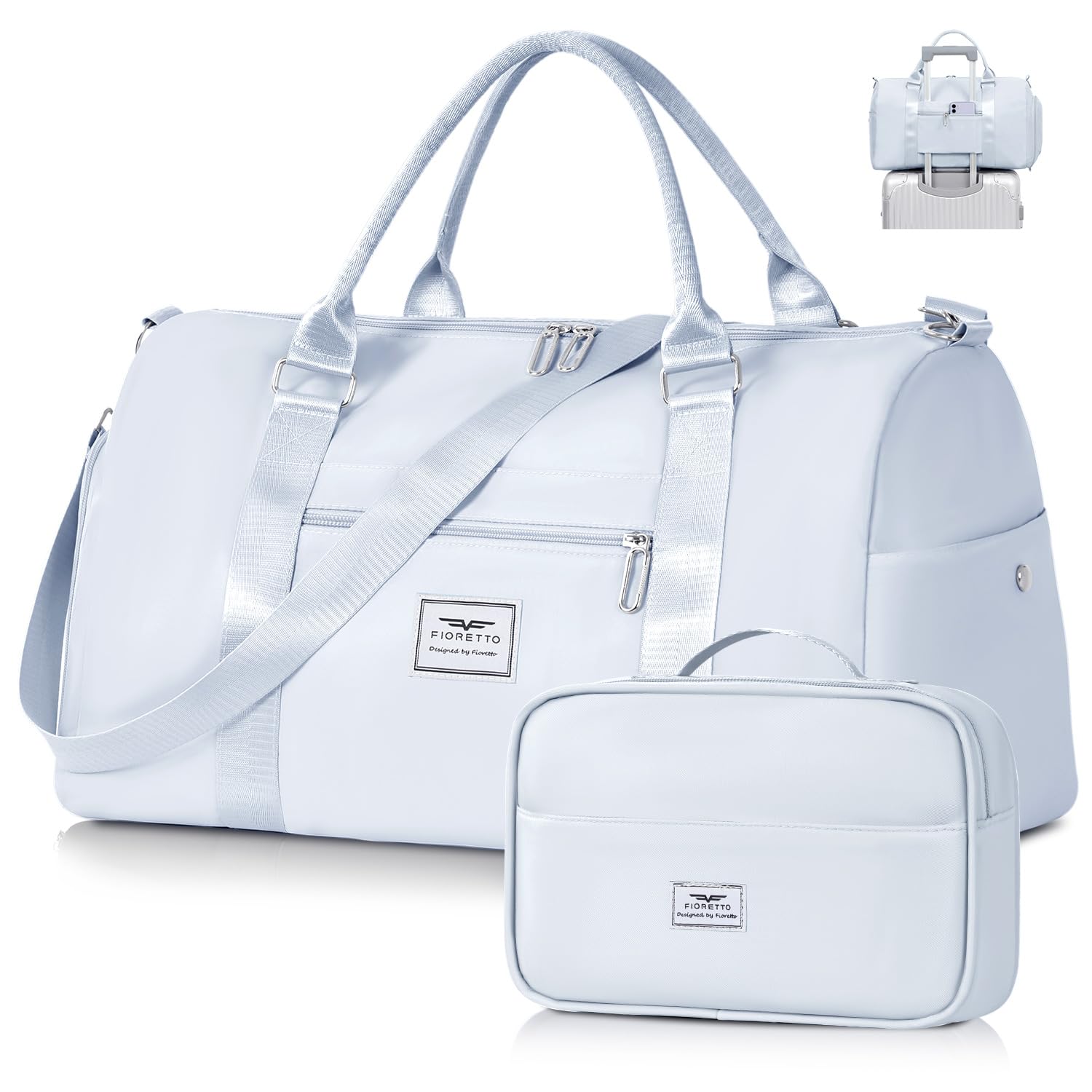 FIORETTO Womens Gym Tote Duffle Bag with Toiletry Bag, Sports Duffel Overnight Hospital Workout Carry on Bag for Girls with Wet Pocket & Shoe