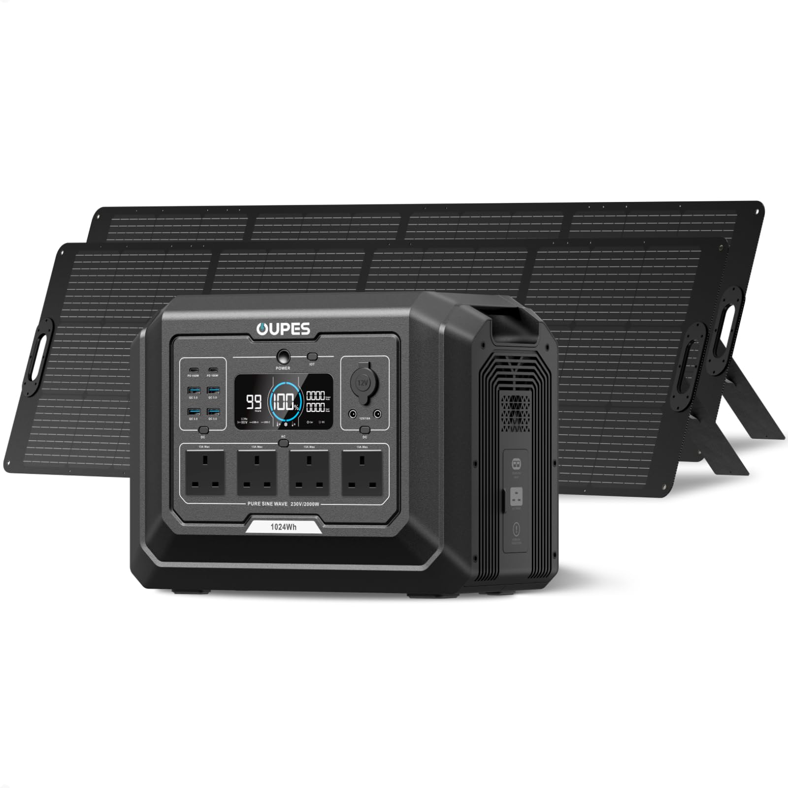 OUPES Mega 1 Portable Power Station with 480W Solar Panel - 1024Wh/2000W(4500W Peak) Solar Generator, 36 Min Fast Charge, Expandable to 5kWh, Solar Power Station for Home Backup, Camping, Emergency