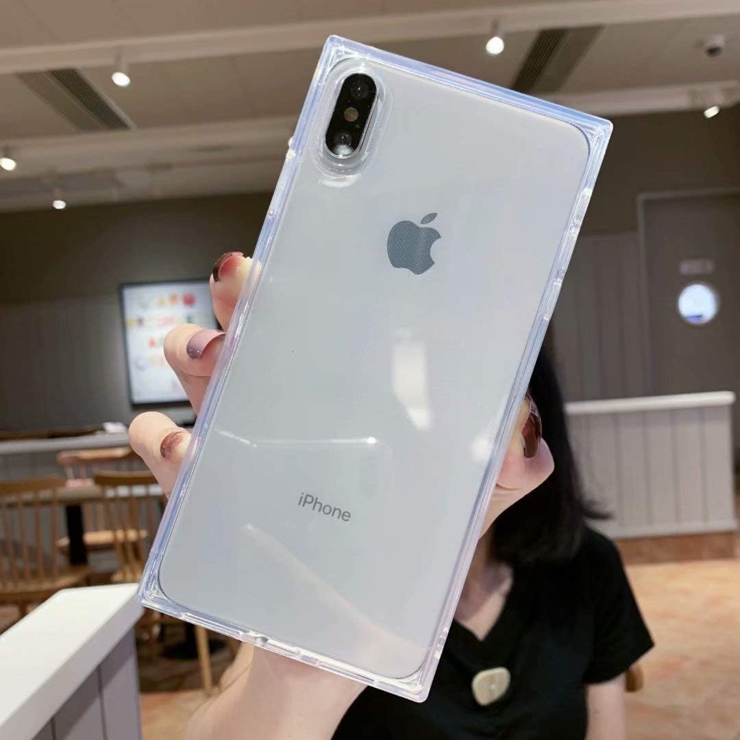 Facweek iPhone Xs Max Case Square, Clear Xmax Transparent Cases Reinforced Corners Soft TPU Cushion Ultra-Thin Slim Cover Silicone Shell-Clear