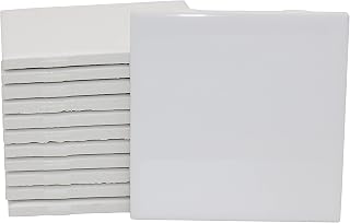 Creative Hobbies 12-Pack Glossy White Ceramic Tiles 4.25x4.25in - Alcohol Ink Painting, Crafts, Coasters, No-Kiln Ready-to-Paint Ceramics