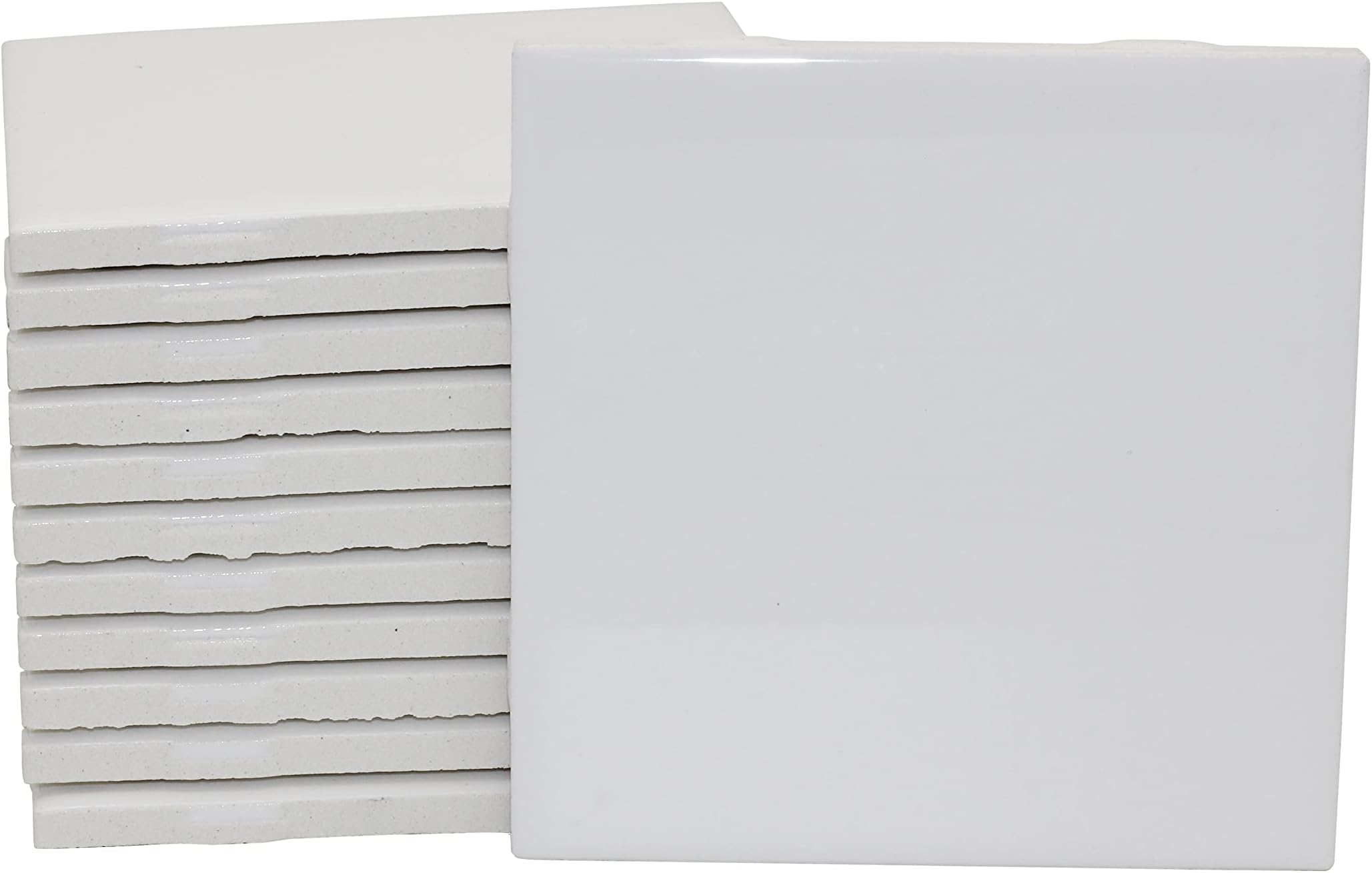 Creative Hobbies 12 Pack of Glossy White Glazed Ceramic Tiles for Alcohol Ink Painting, Decorating, Arts & Crafts, 4.25 x 4.25 Inch Square, Ready-to-Paint Ceramics