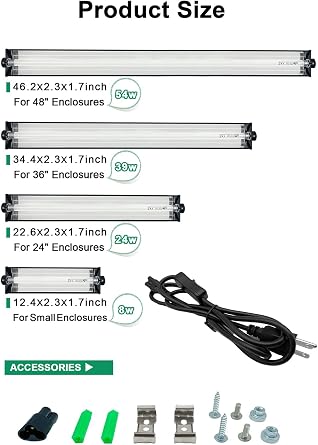 UVB Light for Reptiles, 12 Inch T5 10.0 UVB Reptile Light Fixture 8W, High Output UVA UVB Linear Lamp with Replaceable Bulb for Bearded Dragons, Tortoises & Lizards