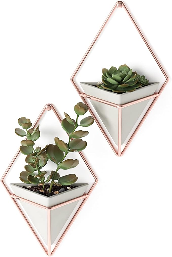 Soporte Decorativo Umbra Trigg (Juego de 2) - Diseño Moderno Cemento y Cobre